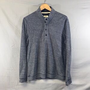 Marine Layer Sweater Mens Medium Blue Gray Heather Henley Mock Neck Pullover